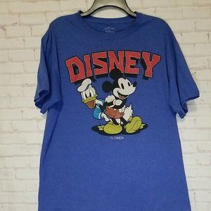 Disney Mens Shirt Adult L Short Sleeve Florida Retro Vintage Vibe Mickey Donald